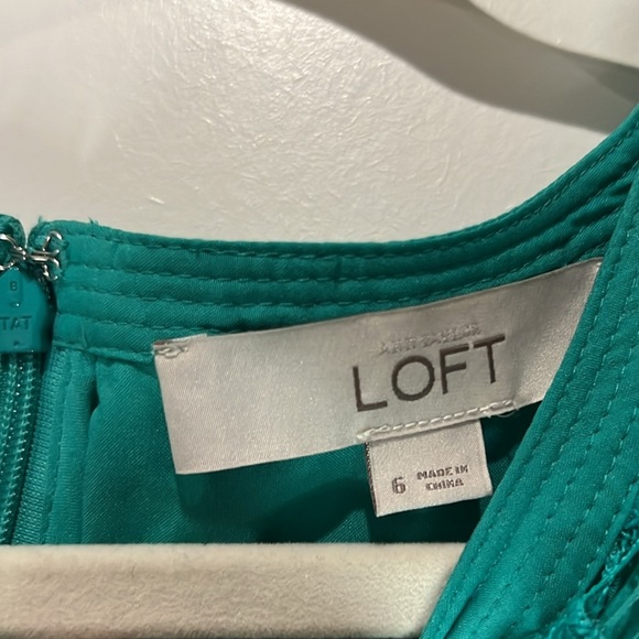 LOFT TEAL CROCHET SLEEVELESS LACE SHIFT DRESS - Picture 4 of 6